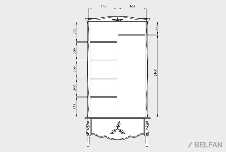 Шкаф для одежды 2-х дв. "Трио" массив и шпон дуба 2