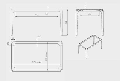 Стол обеденный "Бергамо"; стекло мрамор; 1614x864; дуб натуральный