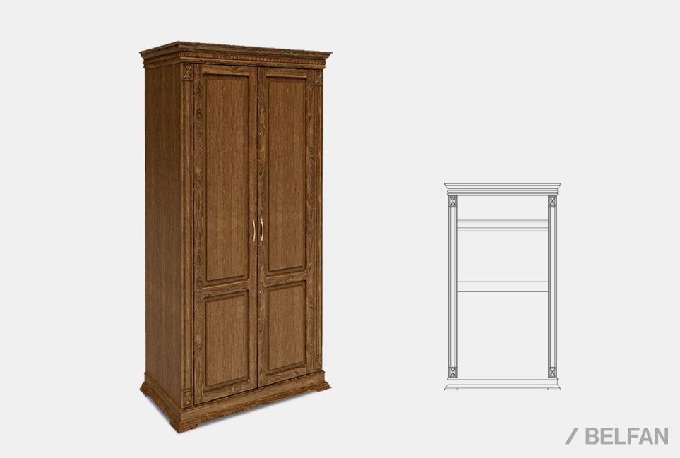 Шкаф для одежды 2-х дв. "Верди Люкс 2/4" массив и шпон дуба 1