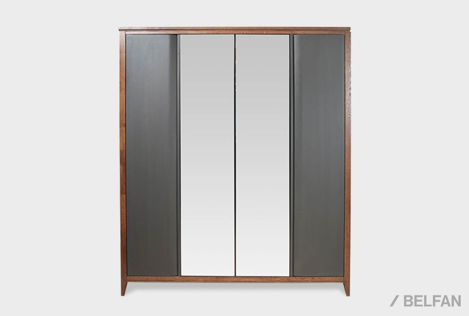 Шкаф для одежды 4-х дверный «Дакота» (с зеркалом) массив и шпон дуба, МДФ 2