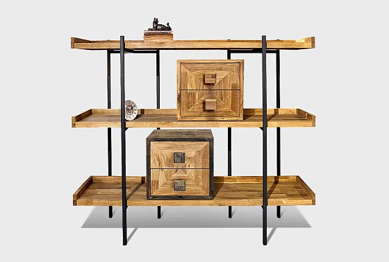 Модуль для стеллажей открытых "Cube Design" (с ящиками) массив дуба 4