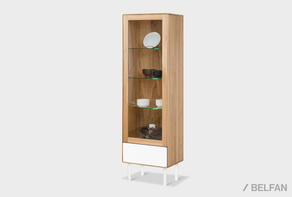 Витрина 1-но дверная "Норман" (правая) массив дуба, МДФ, металл 1