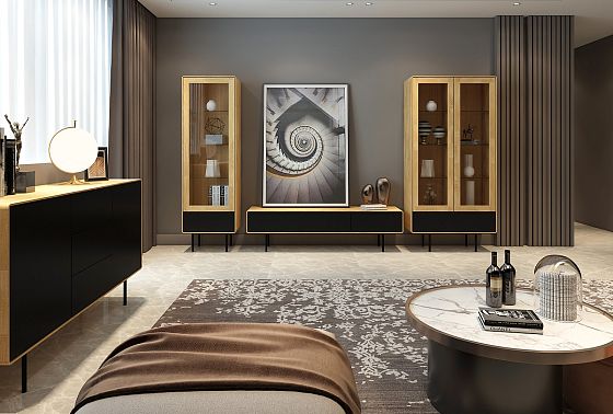 Тумба "Норман" 3 (с ящиками) массив дуба, МДФ, металл 10