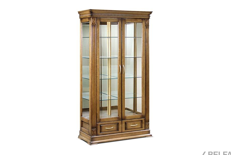 Шкаф с витриной "Верди Люкс 2з" массив и шпон дуба 2