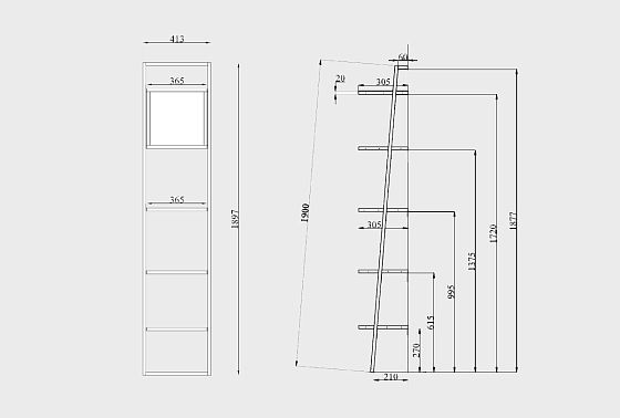 Стеллаж "Арт" 440 массив дуба, металл 7