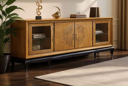 Тумба "Соната" (без декора); *ММ-284-06; коньяк с тёмной патиной+горький шоколад