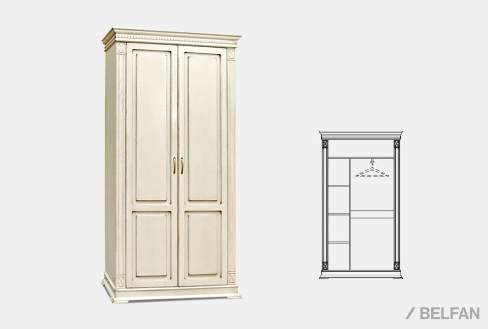 Шкаф для одежды 2-х дв. "Верди Люкс 2/2" массив и шпон дуба 1