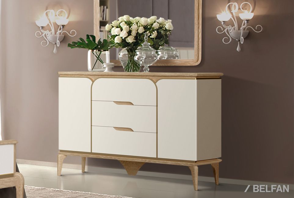 Тумба "Алекса" 3 (с ящиками) массив и шпон дуба, МДФ 1