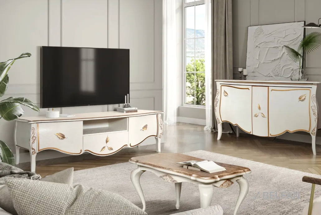 Гостиная «Трио» #14 белая эмаль с золотой патиной