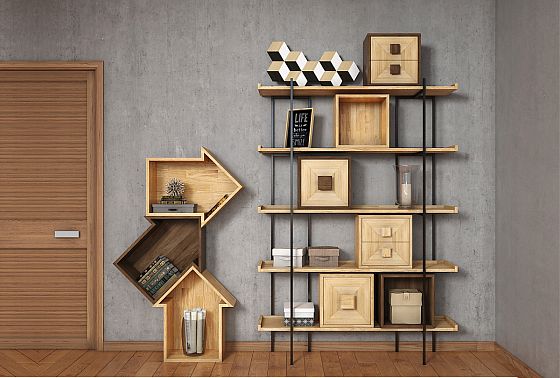 Модуль для стеллажей открытых 1-но дв. "Cube Design" массив дуба 2