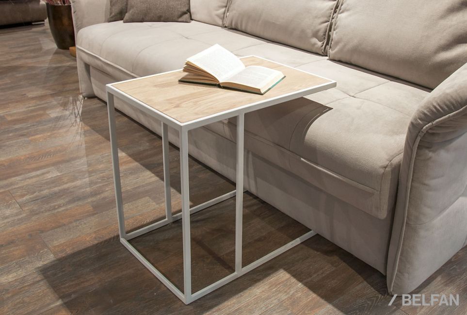 Стол кофейный "Арт" приставной массив дуба, металл 2