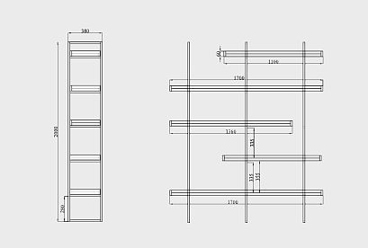 Стеллаж "Арт" 453; пристенный; *КМ-009.453; бейц-масло, чёрный металл