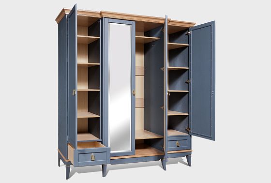 Шкаф для одежды 4-х дв. "Стюарт" (с зеркалом) массив и шпон дуба 3