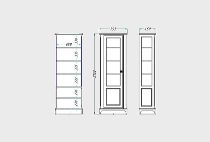 Шкаф с витриной 1-но дв. "Бриансон" (левый)