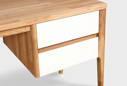 Стол письменный "Уоллстрит" (2 тумбы); *А-012.13.2; к-бейц-масло, ф-белый, вст-бейц-масло