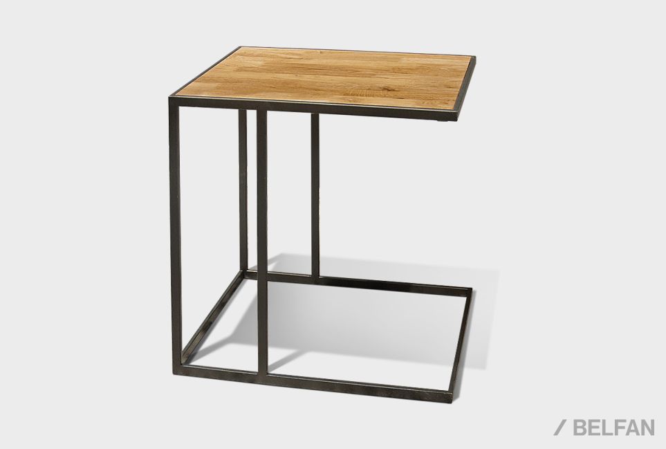 Стол кофейный "Арт" приставной массив дуба, металл 1