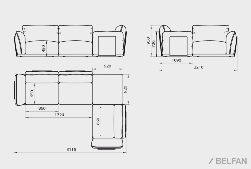 "Ферре" диван 3-х местный с пуфом 9