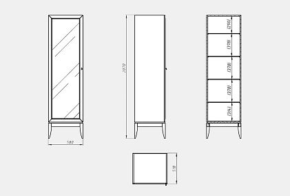 Шкаф с витриной 1-но дв. "Коста" правый (подсветка)
