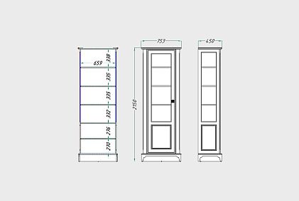 Шкаф с витриной 1-но дв. "Бриансон" (правый)