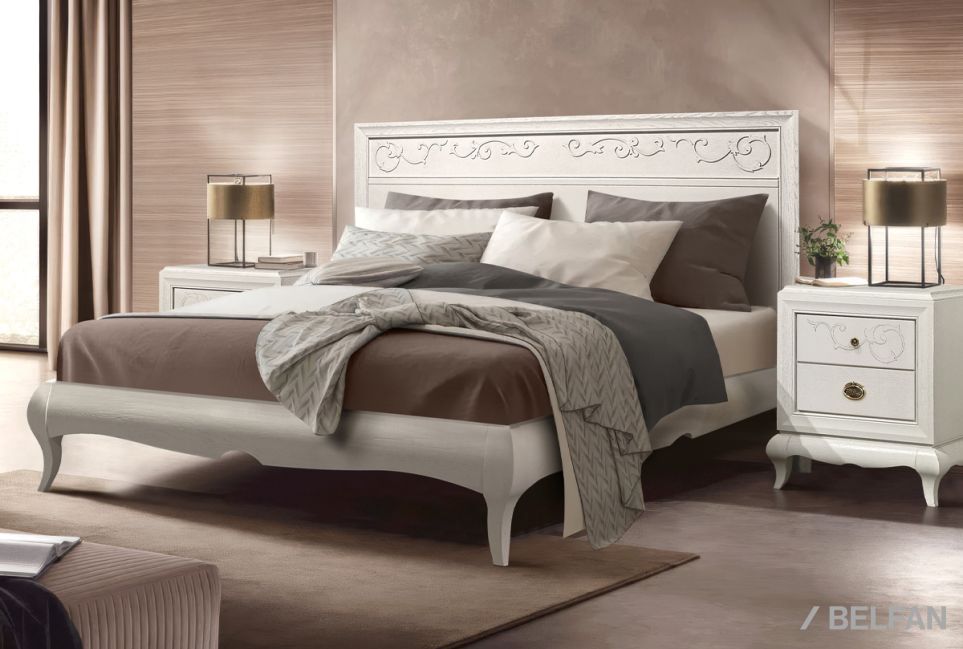 Кровать "Соната" с декором (низкое изножье) массив и шпон дуба 1