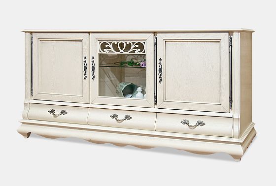 Тумба "Тэфи" 06/01 (глухие и стекл. двери) массив и шпон дуба 4