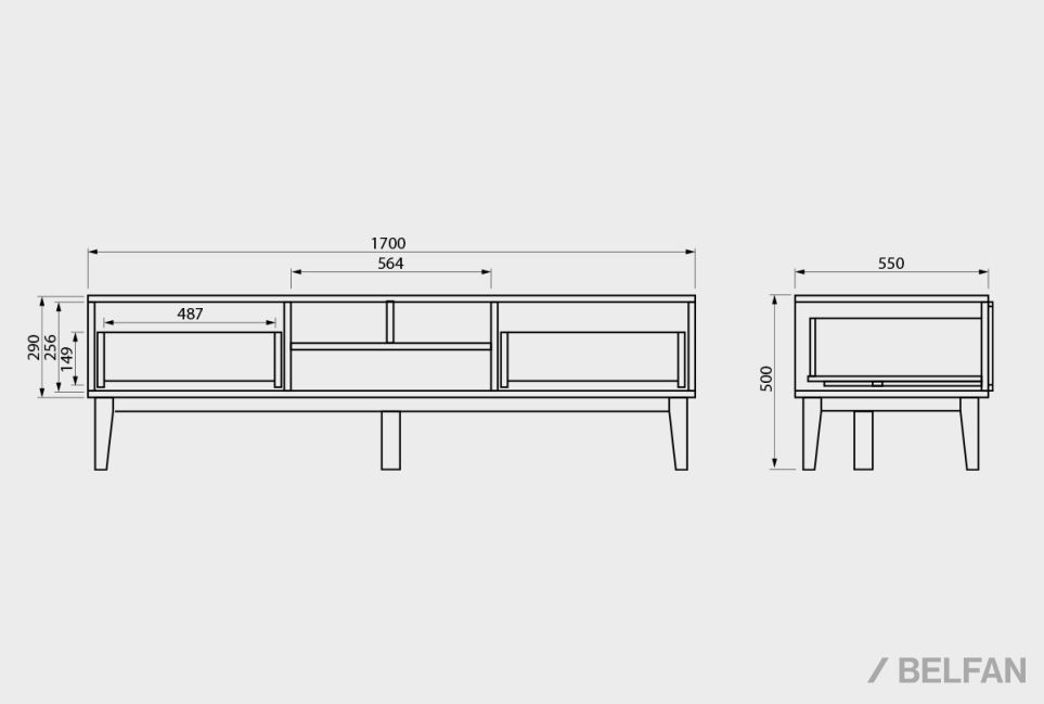 Тумба под ТВ "Чикаго" 170 массив и шпон дуба 2