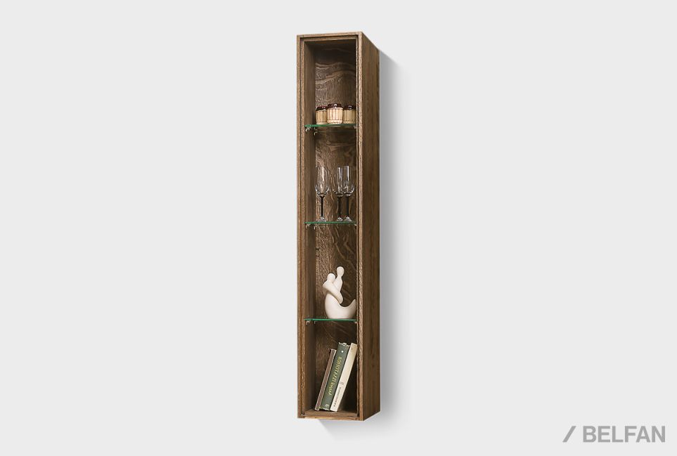 Шкаф навесной узкий "Ирвинг" 4 (стекло) массив дуба, стекло 5