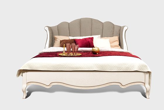 Кровать с мягким изголовьем (осн. дер) "Трио" массив и шпон дуба 8