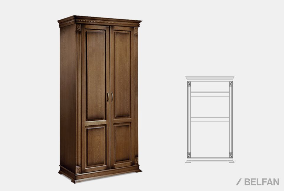 Шкаф для одежды 2-х дв. "Верди Люкс 2/4" массив и шпон дуба 1