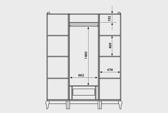 Шкаф для одежды 3-х дв. "Соната" с зеркалом (без декора) массив и шпон дуба 4