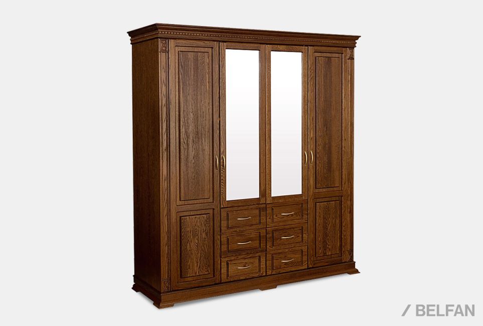 Шкаф 4-х дверный "Верди Люкс" массив и шпон дуба 1