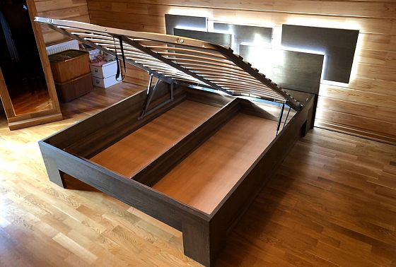 Кровать "Берген" 160 (с подсветкой) шпон дуба 5