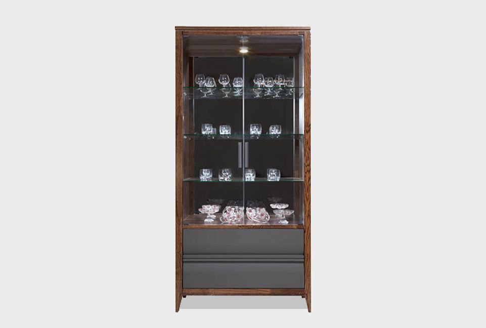 Витрина 2-х дверная «Дакота»; мадуро, серый оникс