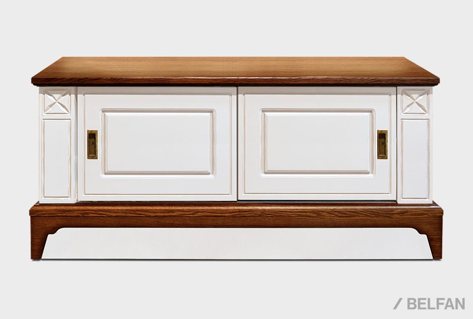 Тумба под ТВ "Бриансон" (купе) массив и шпон дуба, МДФ 1