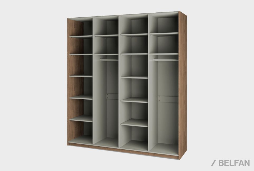 Шкаф для одежды 4-х дверный "Меридиан" (комбинированный) шпон дуба, МДФ 2