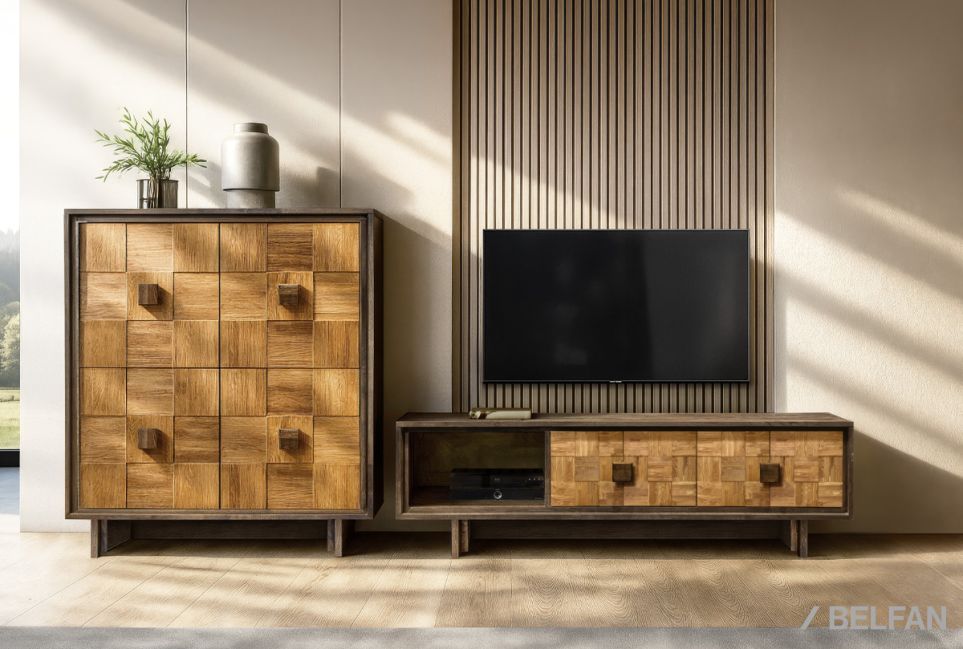 Тумба под ТВ "Куб Дизайн" 3 массив дуба 2