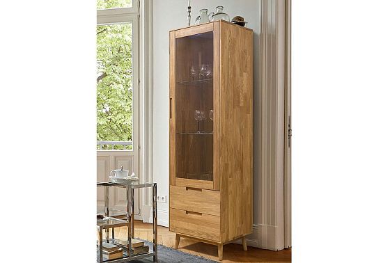 Шкаф с витриной 1-но дверный "Ирвинг" (правый) массив дуба 3