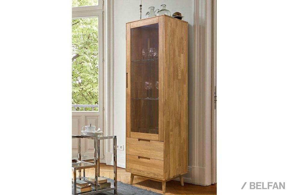 Шкаф с витриной 1-но дверный "Ирвинг" (правый) массив дуба 7