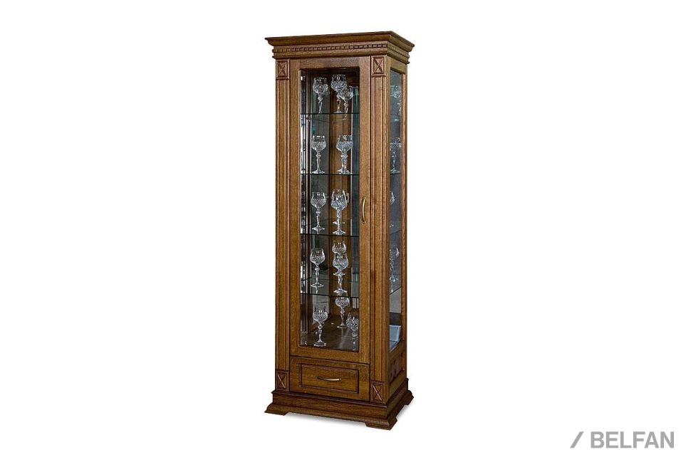 Шкаф с витриной "Верди Люкс 1з" массив и шпон дуба 1