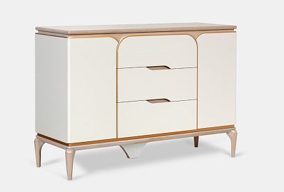 Тумба "Алекса" 3 (с ящиками); *ММ-376-04; айвори+жемчужный дуб, золотая патина