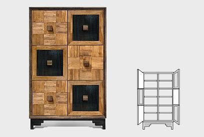 Шкаф "Cube Design" 6; фасад "шашки+стекло"; *КМ-009.213; графит, бейц-масло