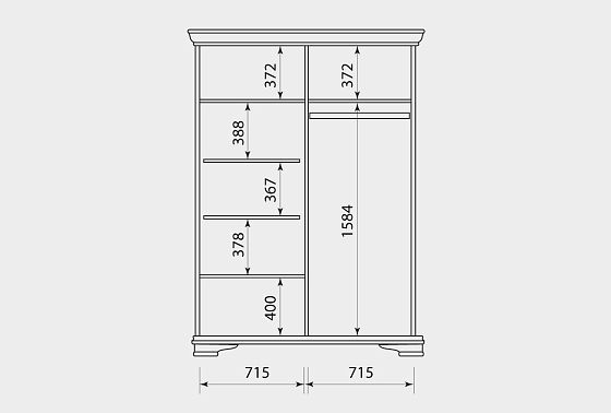 Шкаф для одежды "Оливия" 2-х дверный массив и шпон ольхи 4