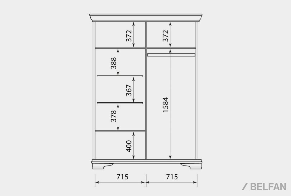 Шкаф для одежды "Оливия" 2-х дверный массив и шпон ольхи 3