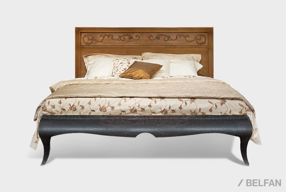 Кровать "Соната" с декором (низкое изножье) массив и шпон дуба 2