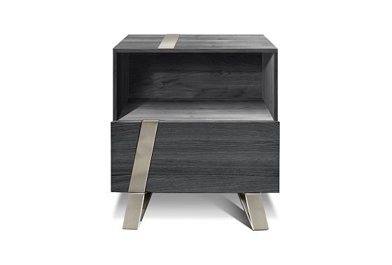 Тумба прикроватная "Dillinger" с нишей (левая) массив и шпон дуба, металл 2