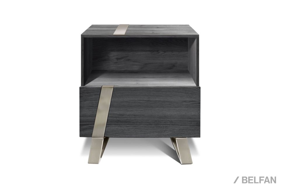 Тумба прикроватная "Dillinger" с нишей (левая) массив и шпон дуба, металл 1