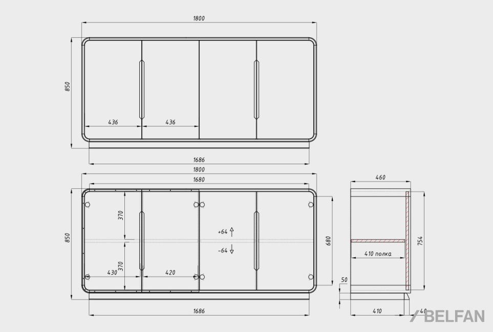 Тумба "Монблан" 4 массив дуба 4