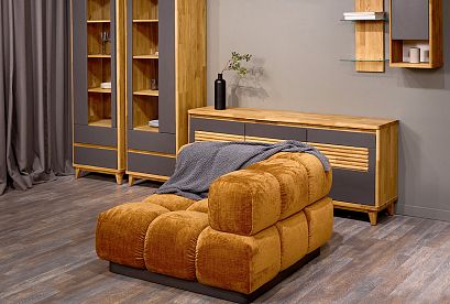 Тумба "Уоллстрит" 3; 3 двери; *А-012.33; к-бейц-масло, ф-антрацит, вст-бейц-масло