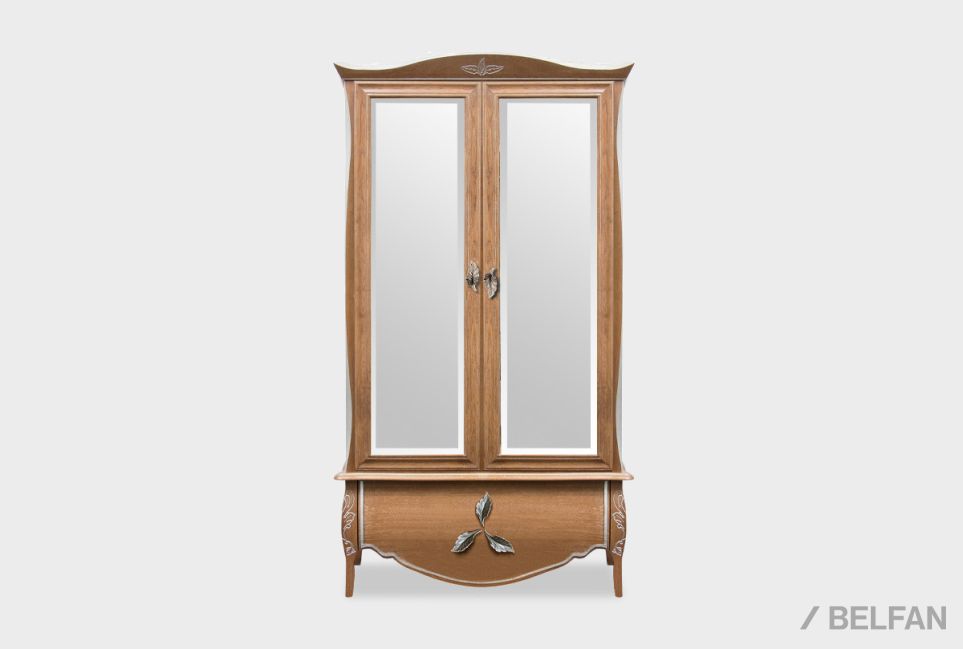 Шкаф для одежды 2-х дв. "Трио" (с зеркалом) массив и шпон дуба 1