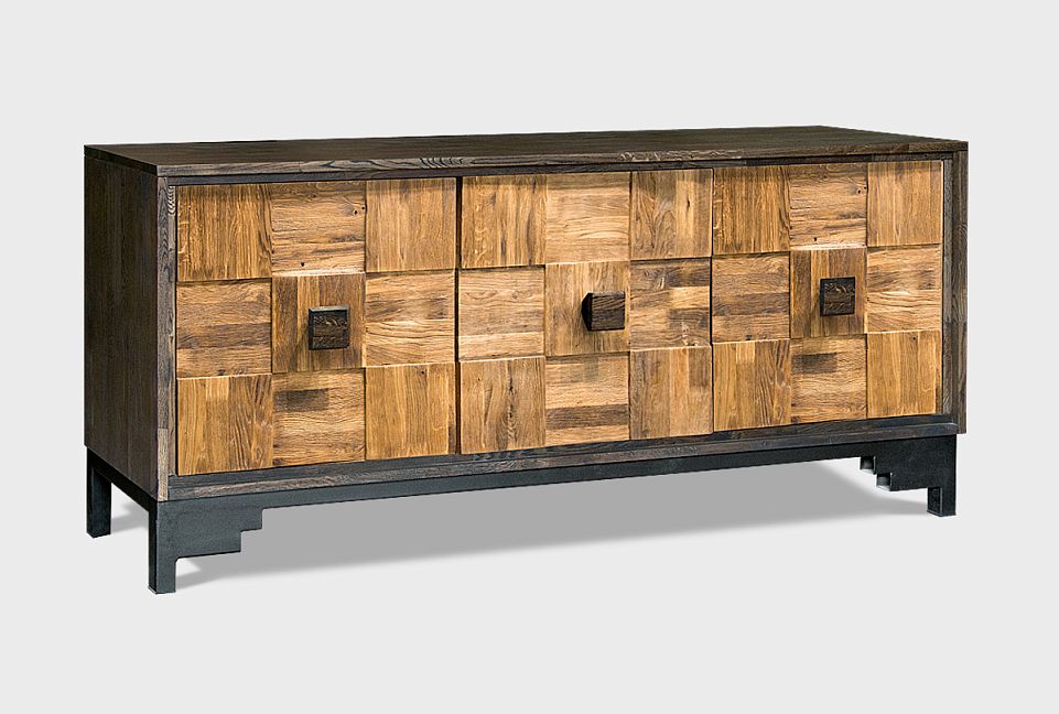 Тумба "Cube Design" 3; фасад "шашки"; графит, бейц-масло